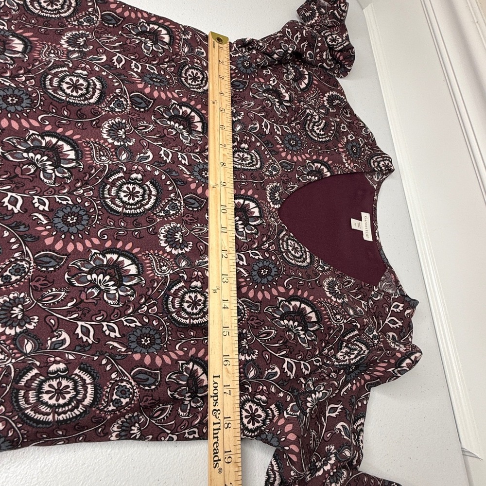 Garnet Hill Dress‎ Sz 10 Floral Pleated Fit Flare w/Pockets Long Sleeve Boho - Picture 7 of 11